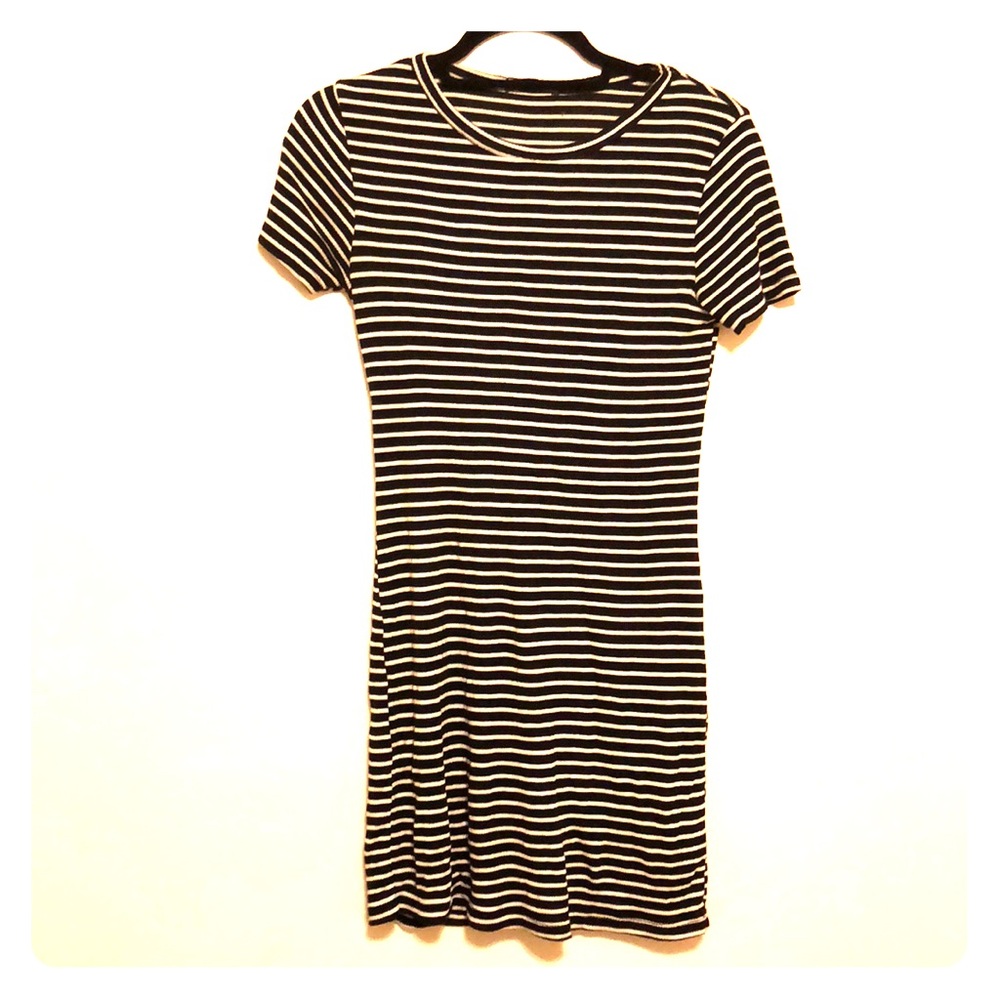 Black and White Striped T-Shirt Dress